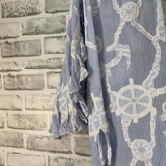 Democracy Blue White Anchor Nautical Popover Size Small S - Picture 2 of 10